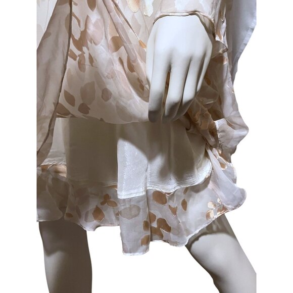 Y2K Silk Blend Midi Dress 12 Attached Duster Bias Cut Burnout Satin Fairy - Picture 6 of 11